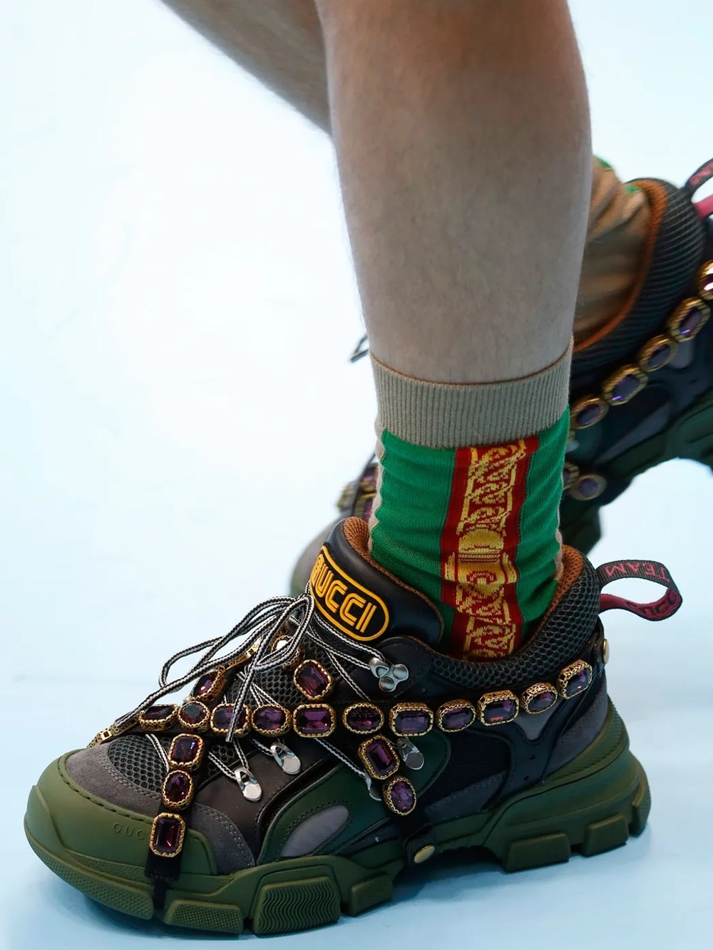 Gucci Kids Sneakers with Green and Purple Accents